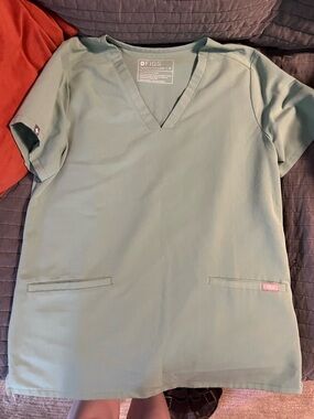 Figs Technical Collection V-Neck Scrub Top in Sage